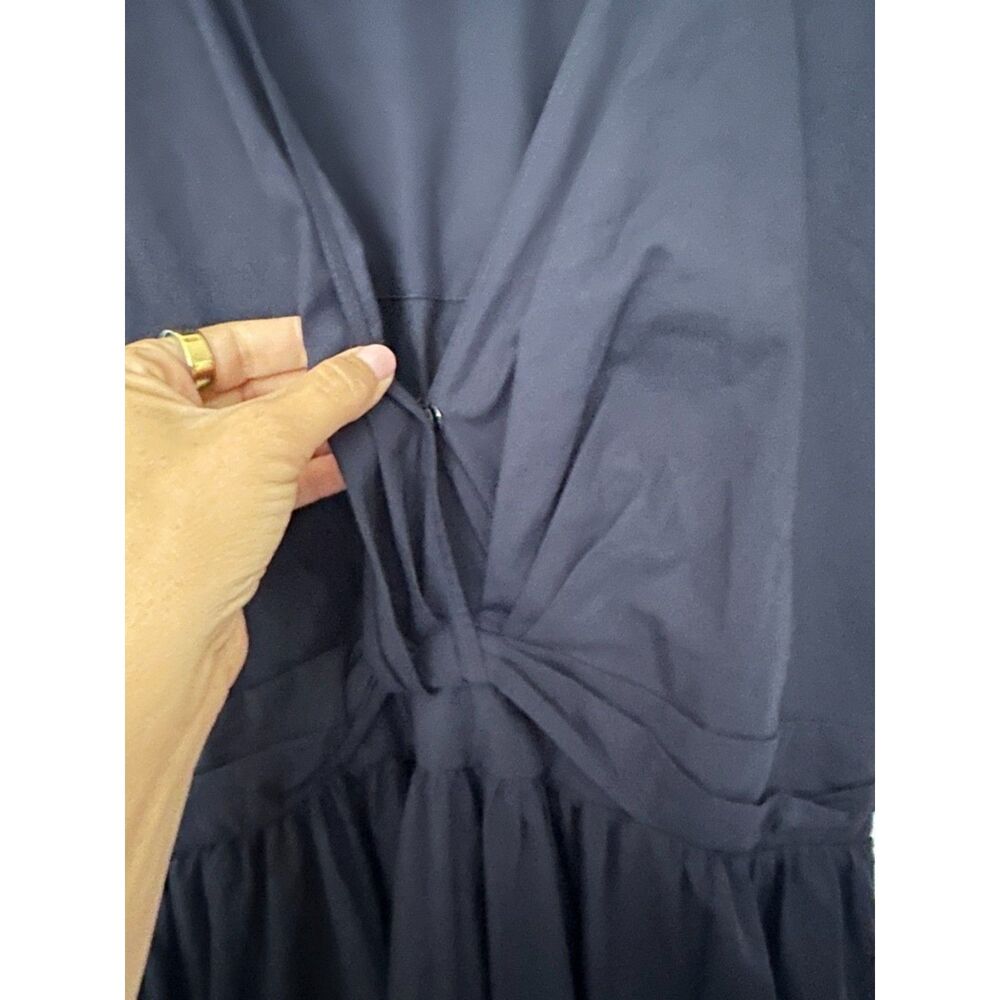 Abercrombie & Fitch Navy Poplin Twist Waist Midi Dress Size Large - Picture 5 of 11